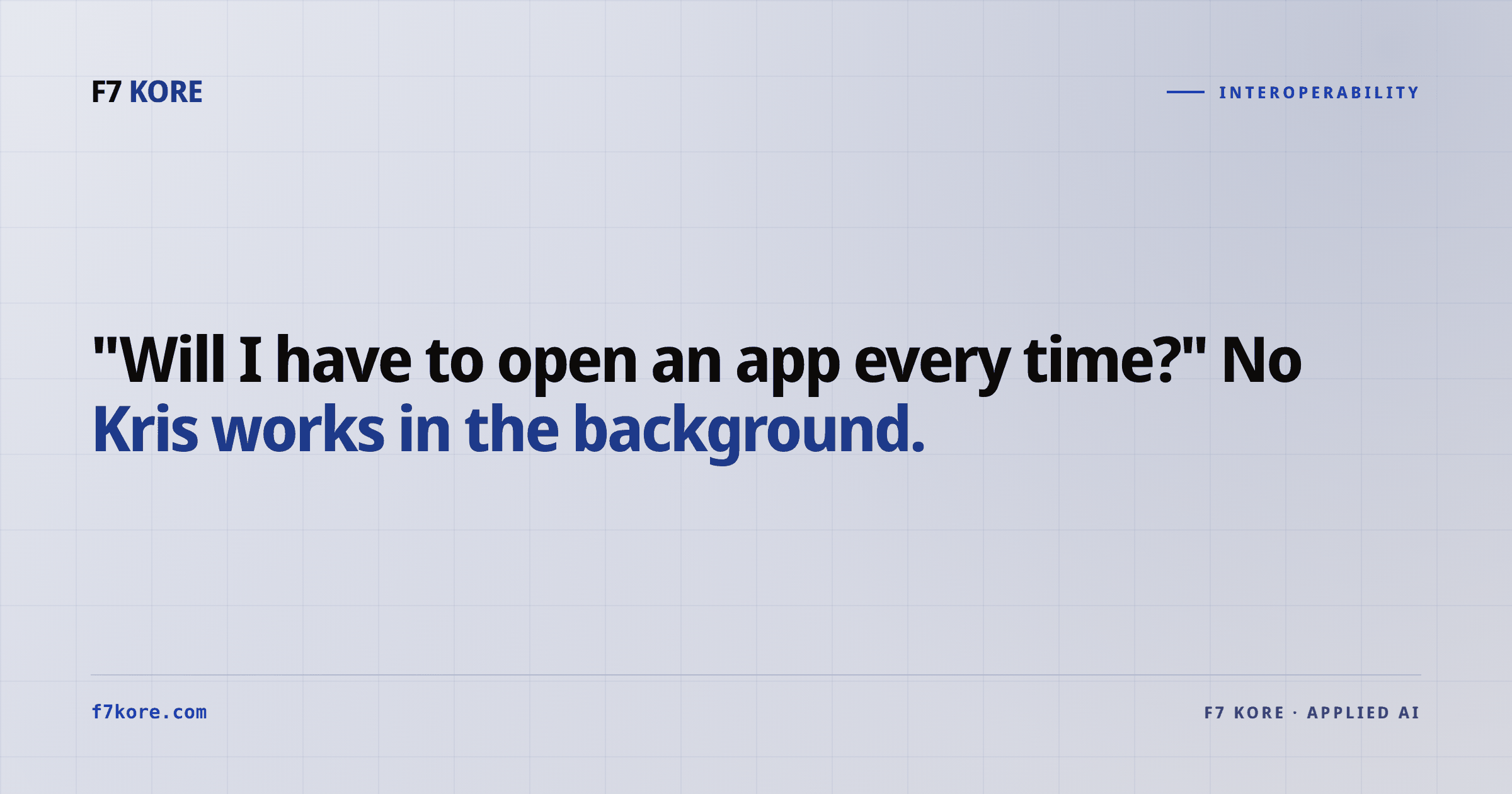 "Will I have to open an app every time?" No — Kris works in the background.