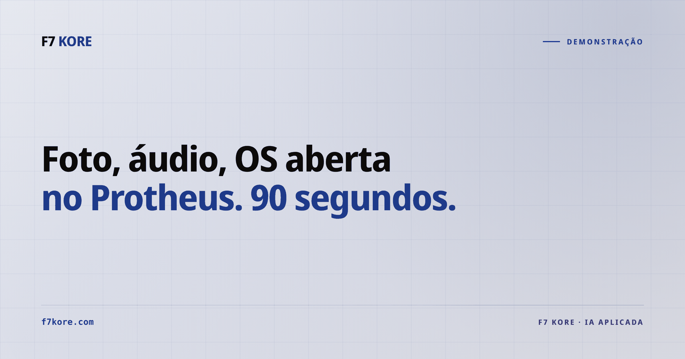 Foto, áudio, OS aberta no Protheus. 90 segundos.